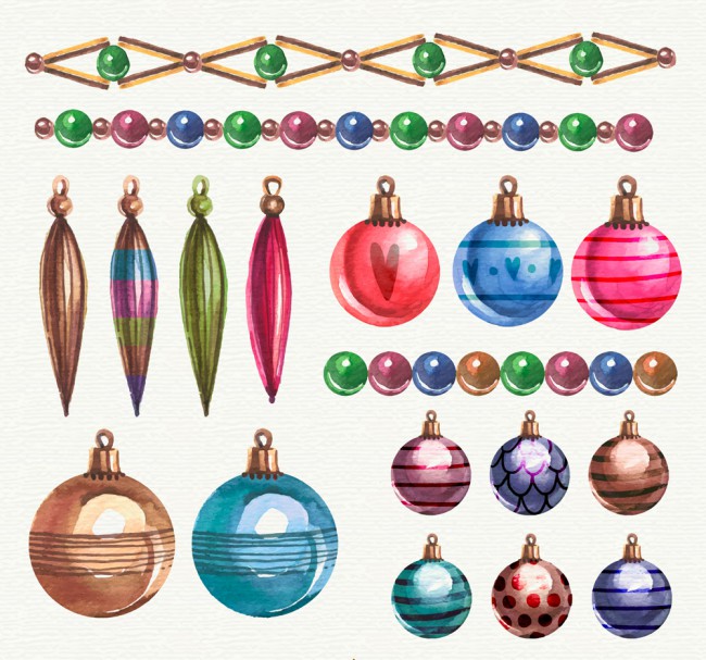 18款彩绘圣诞装饰物矢量素材16设计网精选