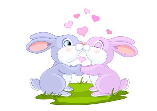 卡通亲吻情侣兔子矢量素材16素材网