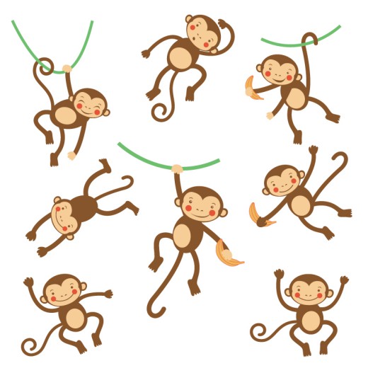 8款卡通猴子设计矢量素材16设计网