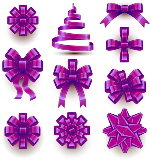 10款精美紫色丝带蝴蝶结矢量素材普贤居素材网精选
