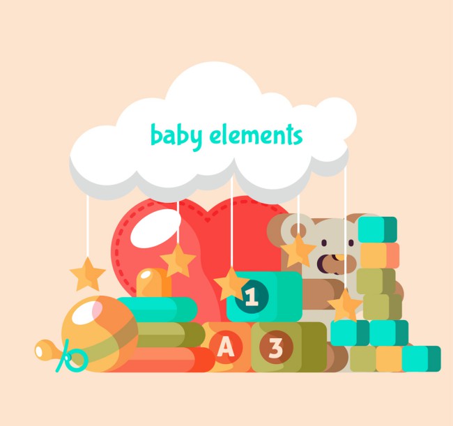 8个扁平化婴儿玩具矢量素材16素材网精选