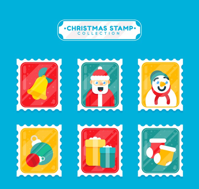 6款创意圣诞节邮票矢量素材素材中国网精选