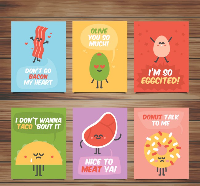 6款可爱食物卡片设计矢量素材16图库网精选