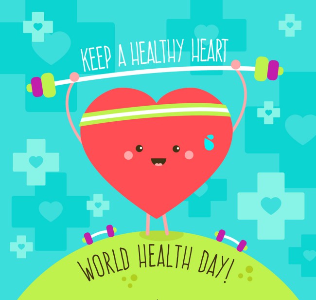 创意世界健康日举重爱心矢量素材16图库网精选