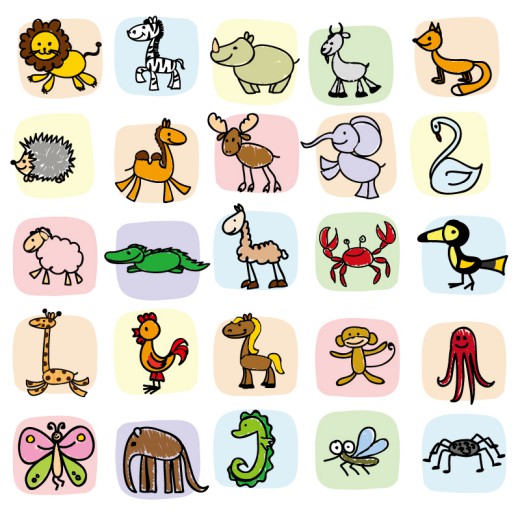 25款彩绘动物矢量素材16图库网精选
