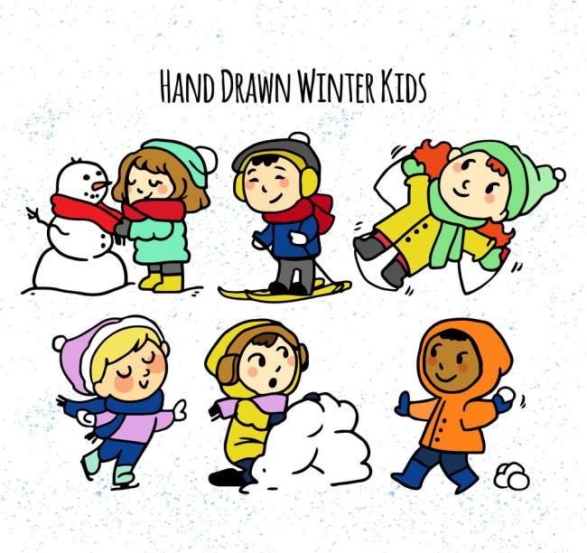 6款可爱冬季玩耍儿童矢量素材16图库网精选