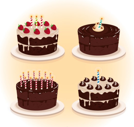 4款美味巧克力蛋糕矢量素材16图库网精选