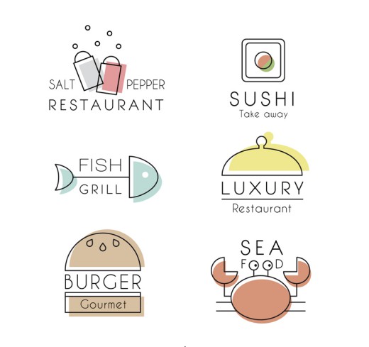 6款素雅餐厅标志矢量素材素材中国网精选