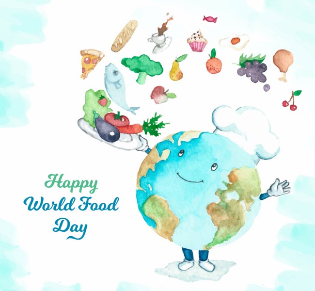 彩绘世界粮食日烹饪的地球厨师矢量图普贤居素材网精选