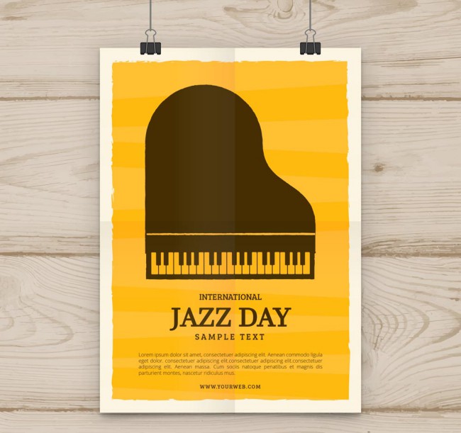 创意国际爵士乐日钢琴海报矢量图16素材网精选