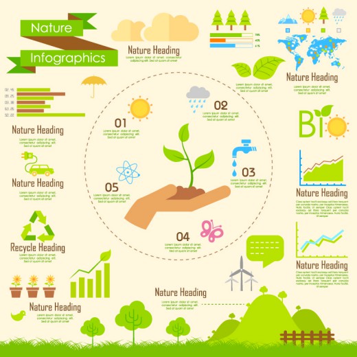 清新自然环保信息图矢量素材16素材