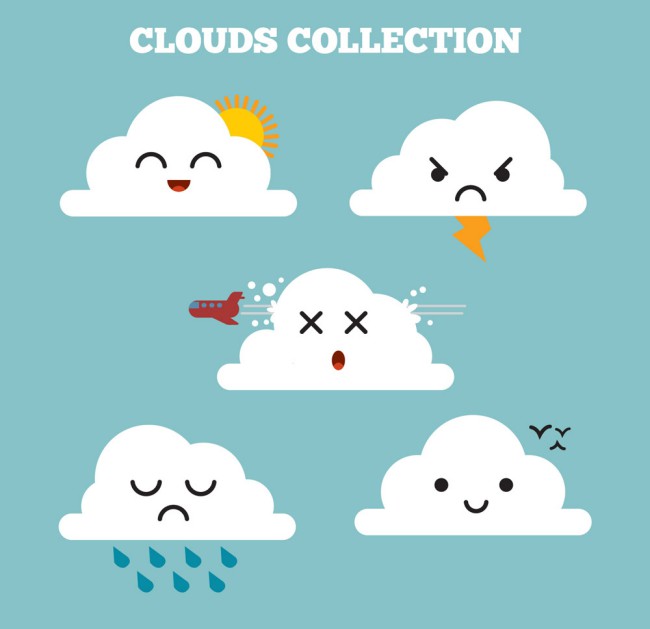 5款可爱云朵表情设计矢量素材16图库网精选