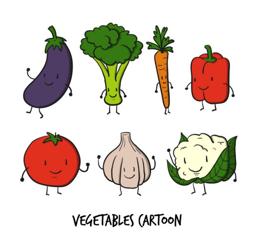 7款可爱卡通蔬菜设计矢量素材普贤居素材网精选