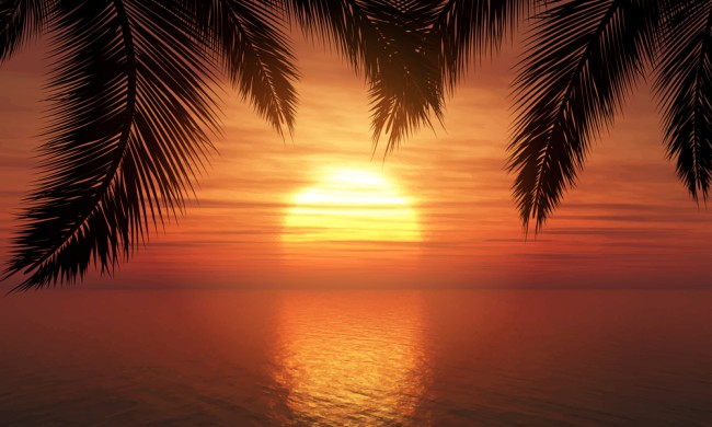 创意海上的夕阳风景矢量素材普贤居素材网精选