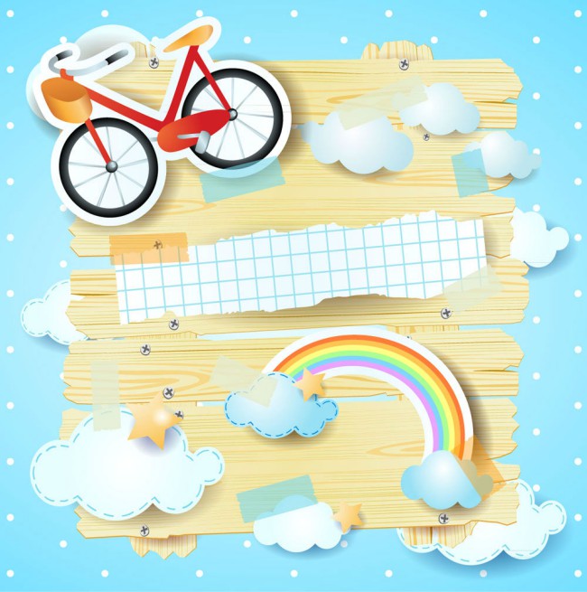 创意单车和彩虹剪贴画矢量素材16图库网精选