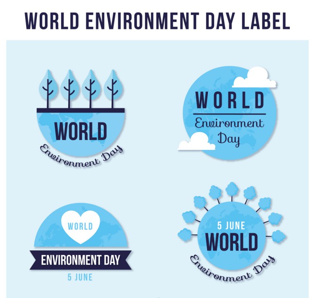 4款蓝色世界环境日标签矢量素材16素材网精选