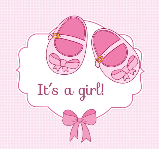 粉色婴儿鞋迎婴派对海报矢量图16设计网精选