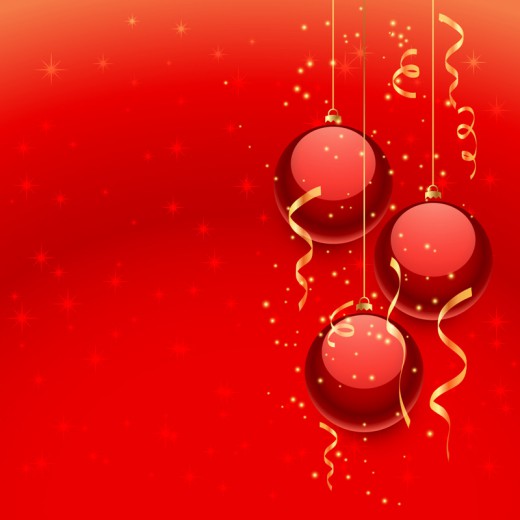 红色圣诞球背景矢量素材16素材网精选