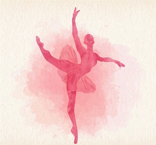 粉色芭蕾舞女郎剪影矢量素材素材中国网精选