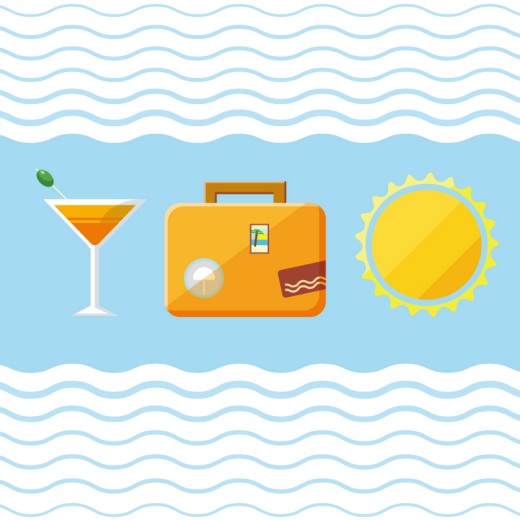 夏季海边度假行李箱矢量素材素材天