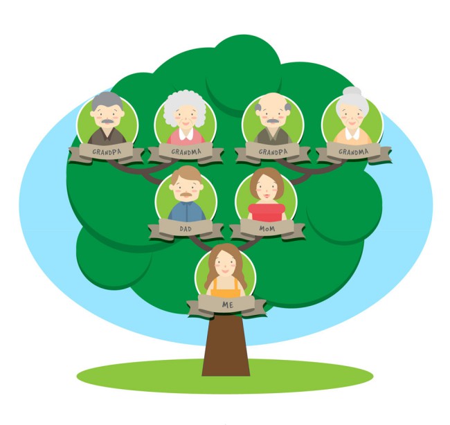 扁平化绿色家族树矢量素材16图库网精选