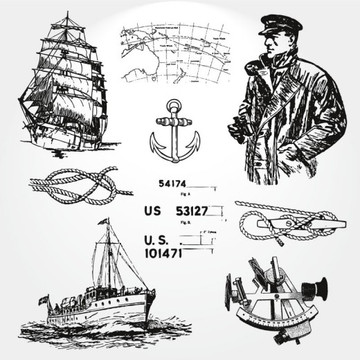 手绘航海插画元素矢量素材16图库网精选
