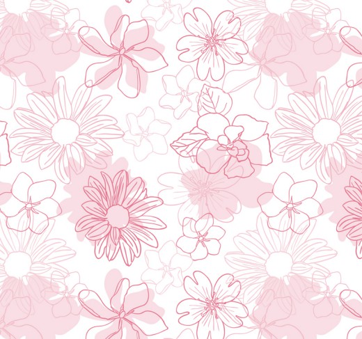 浅粉色手绘花卉无缝背景矢量图16图库网精选