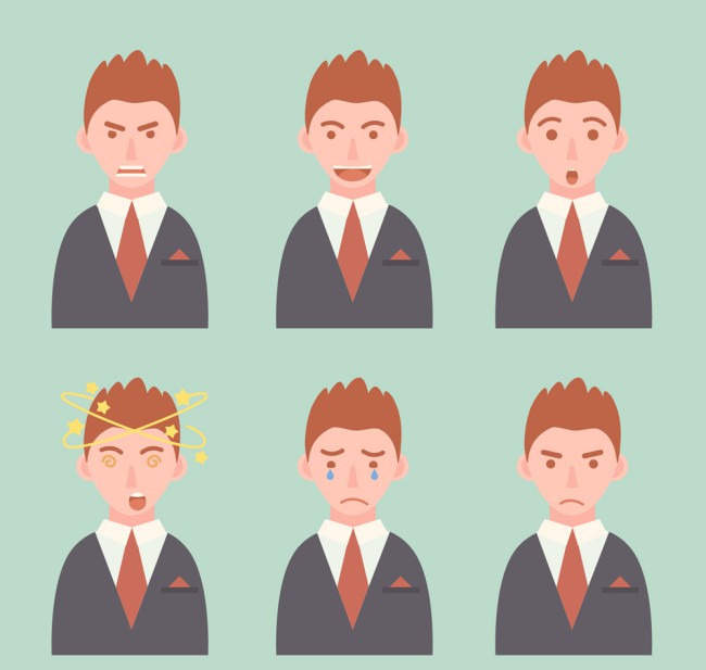 6款商务男子表情头像矢量素材16素材网精选