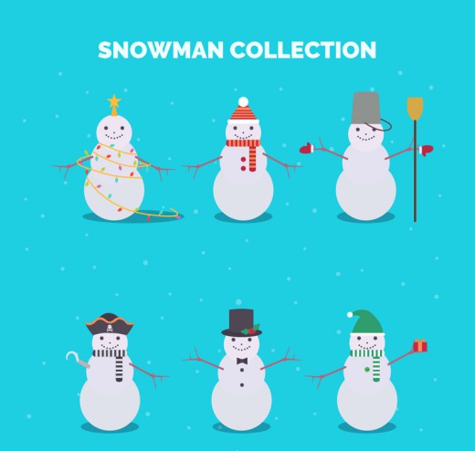 6款可爱冬季雪人矢量素材16素材网
