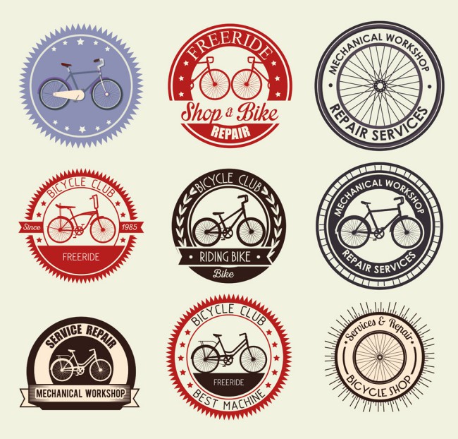 9款圆形自行车元素标签矢量素材16设计网精选