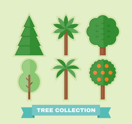 6款创意绿色树木矢量素材普贤居素材网精选