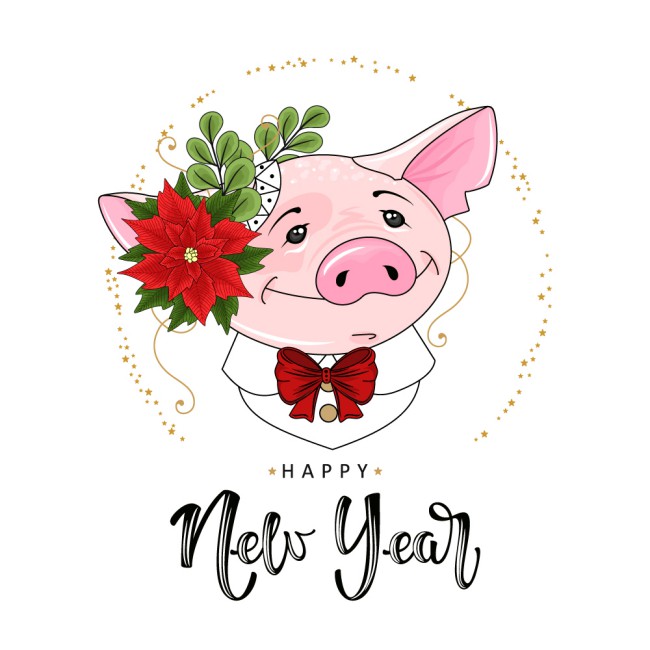 可爱猪新年贺卡矢量素材16图库网精选
