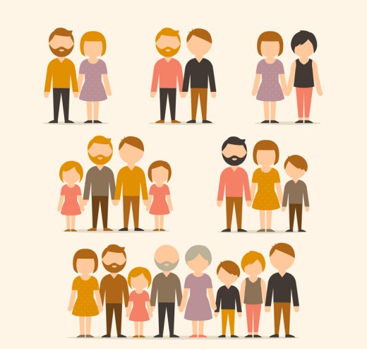 6组卡通家庭人物设计矢量图16图库网精选