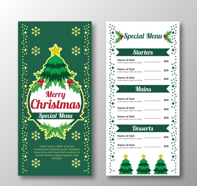 创意圣诞树餐馆菜单矢量素材普贤居素材网精选