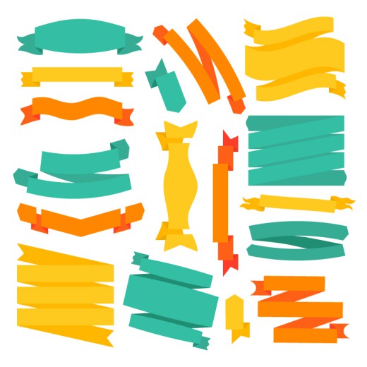 青黄橙三色丝带设计矢量素材16图库