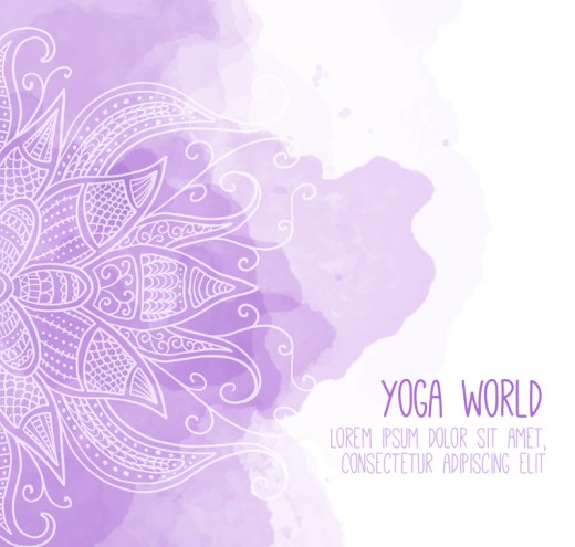 紫色水彩瑜伽花纹矢量素材16设计网
