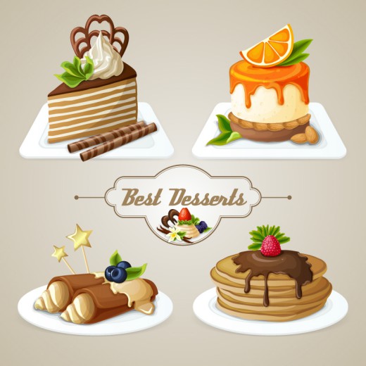 4款美味蛋糕设计矢量素材16图库网精选
