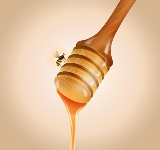 搅蜜棒和蜜蜂矢量素材素材中国网精选