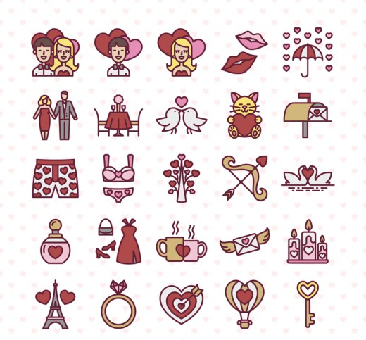 25款创意情人节图标矢量图素材中国