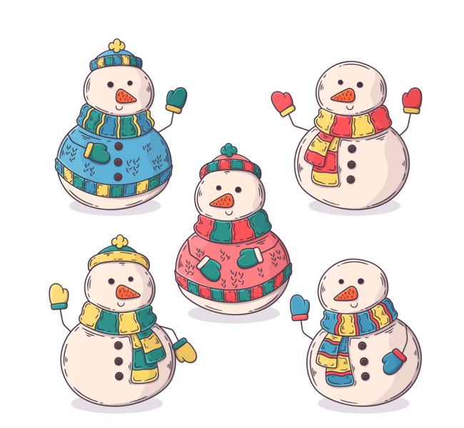 5款彩绘冬季雪人矢量素材16设计网精选