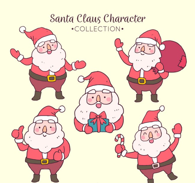 5款彩绘圣诞老人矢量素材16图库网精选