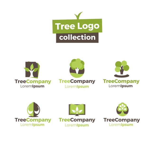 6款绿色树木企业标志矢量素材素材