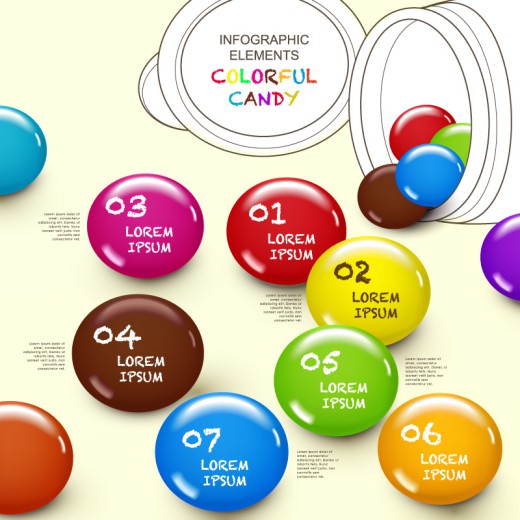 彩色巧克力豆信息图矢量素材普贤居素材网精选