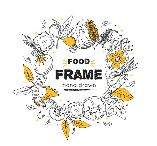 手绘食物框架矢量素材16设计网精选