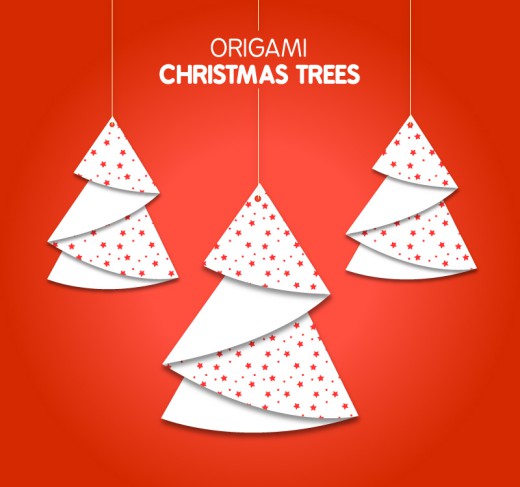 折纸圣诞树吊饰背景矢量素材16设计