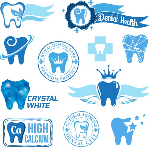 牙齿健康标签标志矢量素材素材中国
