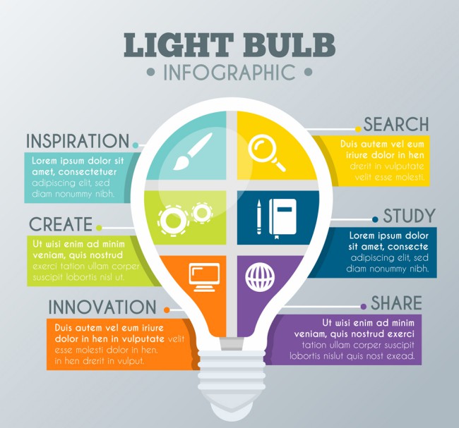 创意灯泡信息图设计矢量素材16设计网精选