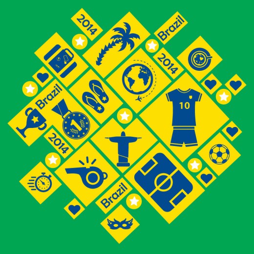 方形巴西世界杯图标背景矢量素材16图库网精选