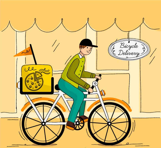 创意单车送餐男子矢量素材素材中国网精选