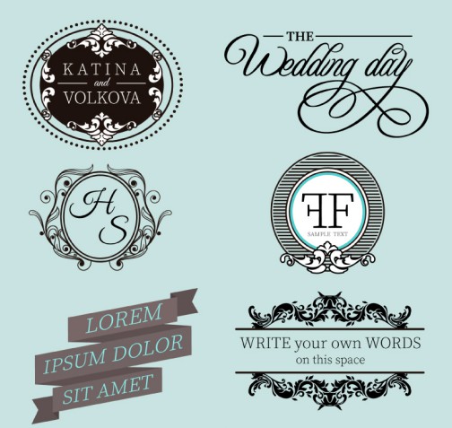 6款婚礼花纹标签矢量素材16设计网